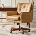 HULALA HOME Modern Home Office Chair with Tilt Lock & Metal Base, Desk Chair with 360° Swivel & Tilt Function, Height Adjustable, Wide Seat Computer Task Chair with Wheels & Padded Cushion, Camel