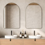 ANDY STAR Arched Mirror, 20 x 30 Inch Gold Bathroom Mirror in Stainless Steel Metal Frame, Arch Top Rounded Corner 1 Inch Deep Set Design Wall Mount Hangs Vertical