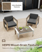 Aluminum Patio Furniture Set, 5 Seats Outdoor Patio Conversation Sets with Ergonomic Seat and Wide Washable Thick Cushions, Modern Outdoor Sectional Furniture for Balcony, Porch (Charocal)