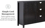 Walker Edison Sasha 2-Door Sideboard Buffet with Arched Rattan Panels, 58 Inch, Black