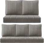 Luxury 24x24x6 Inch Kitty Outdoor Cushions for 5 Peice Patio Furniture Set - Set of 5 Water-Resistant Pillow for Dining Rocking Swivel Chairs Loveseat Couch Sectional Sofa - Grey