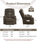 ABCASA Oversized Dual Motor Lay Flat Power Lift Recliner Chair with Massage, Heating, Lumbar Pillow, USB & Type-C Ports, Textile Lift Chairs Recliners, Large Recliner for Big & Elderly People - Brown