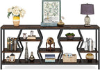 Tribesigns 70.9 Inches Sofa Console Table with 4 Tier Wood Storage Shelves, Industrial Extra Long Narrow Entryway Accent Tables for Hallway, Living Room, Foyer (Rustic Brown)