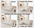 EALSON 93 Inch Modular Sectional Sofa Modern Comfy 3-Seater Couch Sofa Linen Fabric Upholstered Cloud Couches with 24" Deep Seat and Wooden Legs for Bedroom/Living Room/Office, White