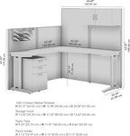 Bush Business Furniture Office in an Hour 65W L Shaped Cubicle Desk with Storage, Drawers, and Organizers in Mocha Cherry | Modern Computer Table Set with Privacy Panels for Commercial Workspace