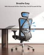 SIHOO M57 Ergonomic Mesh Office Chair, High Back Home Desk Chair with 3D Armrests, Lumbar Support and Adjustable Headrest, Comfortable Computer Chair, Big & Tall Office Chair up to Hold 330 LBS-Black