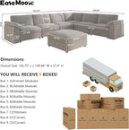 EASE MOOSE Oversized Sectional Modular Sofa,Large Sectional Couch Wide Deep Seat Modular Cloud Couch,Removable Cover