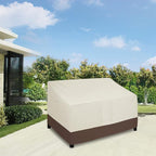 Easy-Going Waterproof Outdoor Sofa Cover, Heavy Duty 2 Seater Outdoor Loveseat, Windproof Patio Furniture with Air Vent (60Wx35Dx35H inch, Beige/Dark Brown)