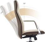 EUREKA ERGONOMIC Royal Slim Executive High Back Beige Leather Office Chair, Home Desk Chair for Adults, Big and Tall with Wheels, Swivel Rolling