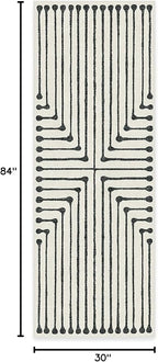RUGGABLE x Jonathan Adler Machine Washable Modern Runner Rug – Inkdrop Black & Ivory 2.5x7, Stain-Resistant, Non-Slip – Washable Rug for Hallway, Entryway, Living Room & Kitchen–with Cushioned Pad
