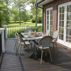 PURPLE LEAF 7 Pieces Outdoor Dining Set Patio Furniture Set with Large Aluminum Table and French Bistro Chairs for Garden Backyard Gray Patio Dining Set