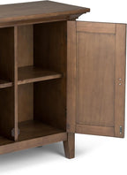 SIMPLIHOME Redmond SOLID WOOD 32 inch Wide Transitional Low Storage Cabinet in Rustic Natural Aged Brown for the Living Room, Entryway and Family Room