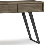 SIMPLIHOME Lowry SOLID ACACIA WOOD and Metal 60 Inch Wide Modern Industrial Console Sofa Table in Distressed Grey, For the Living Room Entryway and Bedroom