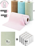 Fantasticlean Tear-Away Dish Cloth- 80 Sheets, 4 Rolls - 10'' by 10'', Reusable Washable Kitchen Towels, Super Absorbent Microfiber Cleaning Cloths (Pink,Blue,Tan,Moss Green)