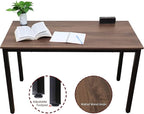 47 inch Large Computer Desk Wood, Modern Simple Style Desk for Home Office, Bedroom, Study Student Writing Desk, Small Spaces, Black Metal Frame, Walnut Top