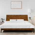 Acacia Serenity King Bed Frame and Headboard Solid Wood Platform Bed, King Size Bed Frame and Headboard, Scandinavian Wood Bed Compatible with All Mattress Types, Non-Slip and Noise-Free, Caramel