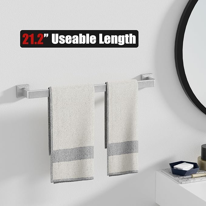 10-Pieces Brushed Nickel Bathroom Accessories Set, 23.6 Inch Bath Towel Bar Set, Stainless Steel Bathroom Hardware Set, Towel Racks for Bathroom Wall Mounted.