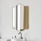 JONATHAN Y MIR205C Louisa 24 in. W x 36 in. H Medium Scalloped Rectangular Metal Framed Wall Mirror, for Bathroom, Living Room, Bedroom, Gold