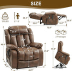 Dual Motor Large Power Lift Recliner Chair for Elderly with Heat and Massage,Lay Flat Lift Chairs Recliners for Seniors Infinite Position,USB Ports&Remote, Leather(Ochre, Medium)