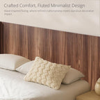 KEIKI Wooden Queen Size Headboard Only, 64.5" Wide Farmhouse Headboards with Wall Mounted Fluted Panel & Wingback for Bedroom, Walnut Brown
