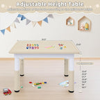 Toddler Table, 7 Level Height Adjustable Kids Play Furniture for Ages 3-8, Rectangular Plastic, 23.6" W x31.5 L, Multi-Activity Desk with Graffiti Desktop for Home & Daycare