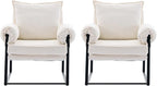 Xifan Modern Comfy Reclining Chair with 6 Angle Adjustable Backrest, Upholstered Accent Chair Fabric Living Room Lounge Chair for Reading Room - Cream, Set of 2