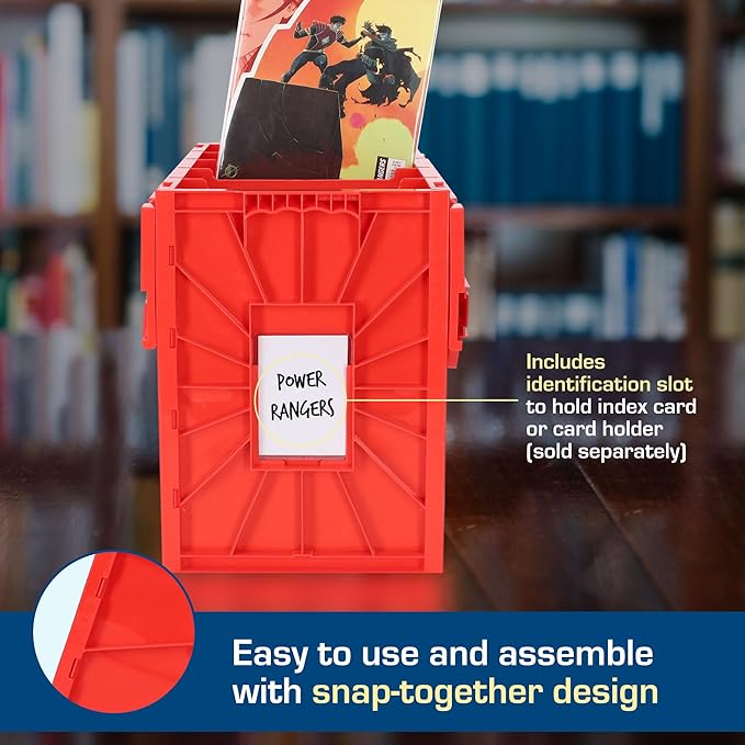 BCW Short Comic Book Bin | Holds 150 Comics | Stackable Plastic Storage | Acid-Free Organizer | Red, Single