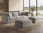 110" Cloud Sectional Couches for Living Room, Boneless U Shaped Couch with Ottoman, 3 Seater Modular Sectional Sofa, Light Grey