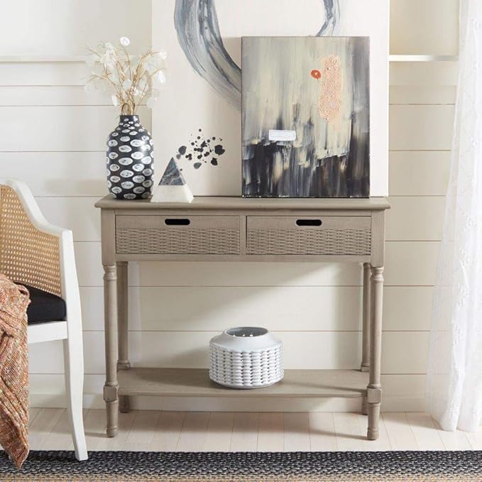 SAFAVIEH Home Collection Landers Greige2-Drawer Console Table CNS5710D, Greige