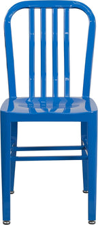 Flash Furniture Gael Commercial Grade 2 Pack Blue Metal Indoor-Outdoor Chair