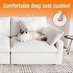 192" Modular Sectional Sofa Cloud Couch,Oversized Linen L-Shaped Sectional Sofa with Deep Seat,U-Shape 8-Seater Couch with Ottoman for Living Room in White