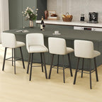 Swivel Bar Stools, 30''H Upholstered Barstools with Backs, Modern Counter Height Bar Stool Chairs for Kitchen Island, Metal Legs (Beige- Faux Leather, Set of 4-30" H)