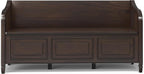 SIMPLIHOME Connaught Entryway Storage Bench - 56 inch Wide Solid Wood Wide Storage Seat in Chestnut Brown, Traditional Bench for Entryway or Living Room with Lift-Up Lid and Paneled Front