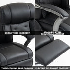 Kinnls Magnus Massage Office Chair with Ventilation and Heating,Leather Power Recliner Chair with Footrest,Big and Tall Ergonomic Comfy Home Office Desk Chairs High Back 500lbs (Black)