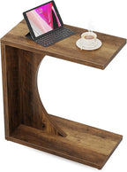 Tribesigns C-Shaped End Table for Couch, Sofa Side Table, C Table for Small Space, Living Room, Bedroom (1, Rustic Brown)