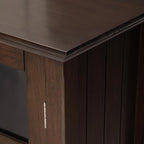 SIMPLIHOME Acadian Storage Cabinet - 39 inch Wide Solid Wood 4-Shelf Display Cabinet in Natural Aged Brown, Transitional Cupboard for Living Room or Dining Room with Glass Doors and Adjustable Shelves