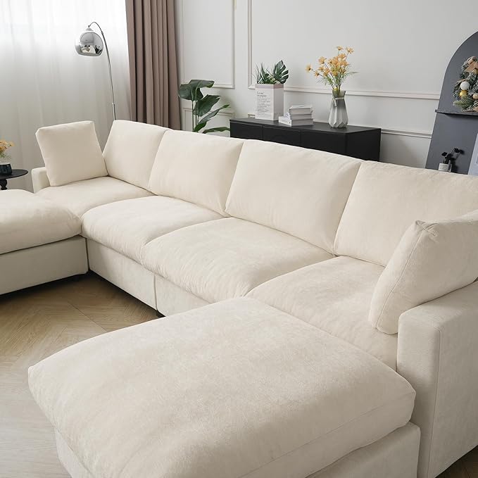 WJShome Cloud Sectional Couches for Living Room,67" Convertible Love Seat, 2 Seater Modular Sectional Sofa,Deep Seater Furniture Sets,Beige