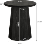 Tribesigns Farmhouse Round End Table, Wooden Couch Side Table with Octagonal Base, Black Nightstand Pedestal Accent Furniture for Living Room, Bedroom (1)