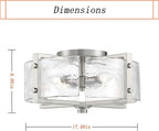 Bofea-Modern Semi Flush Mount Ceiling Light Chrome Drum Light Fixture with Hand-Blown Glass Shade 4-Lights Hallway Lighting Fixtures Farmhouse Ceiling Lights for Dining Room Foyer Entryway Lamp