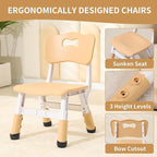 Toddler Table and 2 Chairs, Height-Adjustable Kids Table and Chairs Set, 31.5''L x 23.6''W Children Activity Table for Boys and Girls Aged 3-8