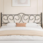 VECELO Metal King Size Headboard, Heavy Duty Curved Headboard Only Height Adjustable, Easy to Assembly, Farmhouse Victorian Style for Bedroom - Black, King