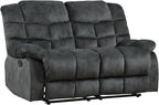 EBELLO Manual Loveseat Recliner for Living Room, Extra Wide Modern Overstuffed 2 Seat Reclining Couch Sofa, Breathable Fabric and Padded Cushion, Grey Green