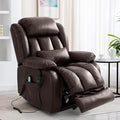 EDILLY Extra Large Power Lift Recliner Chairs for Elderly,Infinite Position Dual Motor Recliners Chair,with Heating and Massage, Breathable Leather,USB Ports Control(Brown)