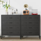 Black Metal 4 Drawer Dresser for Bedroom, Chest of Drawers for Closet, Bedroom Dressers with Drawers, Metal Dressers & Chests of Drawers for Office, Bedroom, Living Room and Entryway
