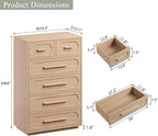 6 Drawer Dresser for Bedroom, 44" Tall Dressers & Chest of Drawers w/Solid Wood Handle, Wood Mid Century Closet Organizers and Storage Cabinet for Bedroom, Living Room, Hallway, Natural Oak