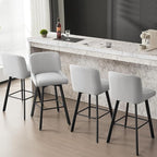 Swivel Bar Stools Set of 4, 30''H Upholstered Barstools with Backs, Modern Counter Height Bar Stool Chairs for Kitchen Island, Metal Legs, Fabric, Light Gray Counter Stools