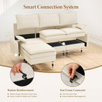 Vesgantti 142" U Shaped Sectional Couch, Comfy Cloud Modular Sectional Sofa with 2 Ottoman Deep Seat Chenille Modern Cloud Sofa, Modular Sofas for Living Room, Bedroom and Apartment, Beige