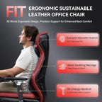 EMIAH Ergonomic Office Chair with Foot Rest Electric Reclining Office Chair with Adjustable Headrest, 8D Coordinated Armrests High Back Computer Chair with Lumbar Support（Red）