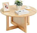 VEVOR Rattan Coffee Table, Round Woven With Rubber Wood Top, 33 in Modern Boho Circular Storage Table With Natural Legs, for Living Room, Bedroom & Small Spaces