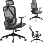 Ergonomic Office Chair with Lumbar Support, 3D Adjustable Armrest, Mesh Home Office Desk Chairs, Swivel Computer Chair, High Back Reclining Executive Office Chair,400lbs Capacity (Black/Grey)